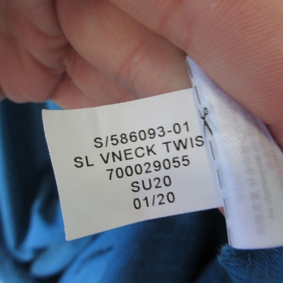 Banana Republic Twist Front Dress 6 Blue Midi V Neck Tank Casual Boho Party 338 - Picture 5 of 12